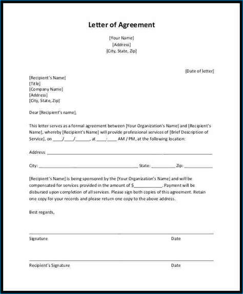 Letter Of Agreement Template Between Two Parties