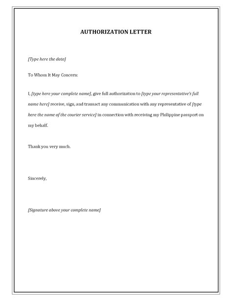 Letter Of Authorization Template