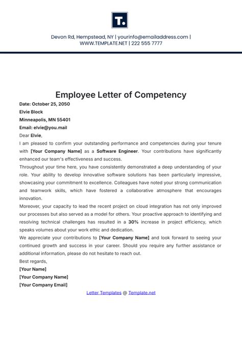 Letter Of Competency Template