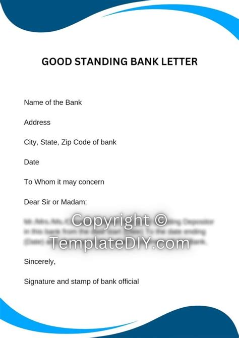 Letter Of Good Standing Template