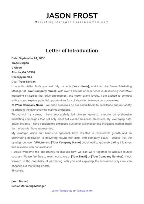 Letter Of Introduction Template Free