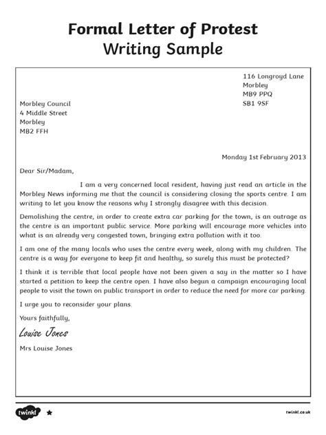 Letter Of Protest Template