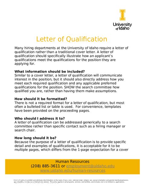 Letter Of Qualification Template
