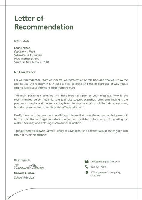 Letter Of Recommendation Templates
