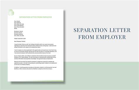 Letter Of Separation From Employer Template