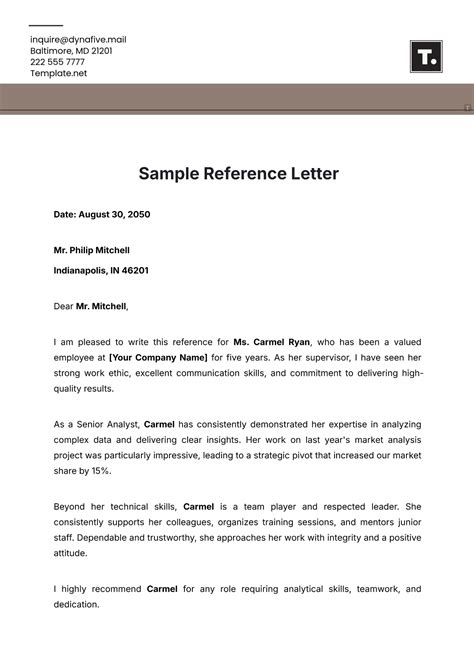 Letter Reference Template