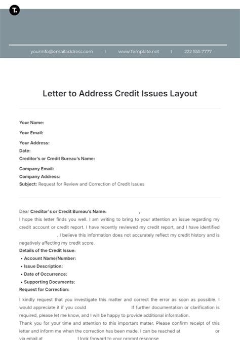 Letter Template To Credit Bureaus