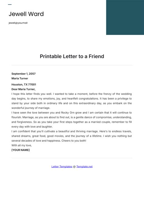 Letter To A Friend Template