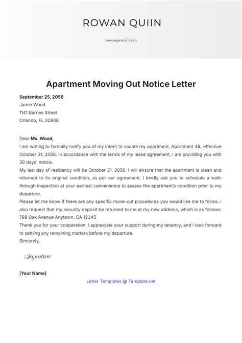 Letter To Landlord Moving Out Template