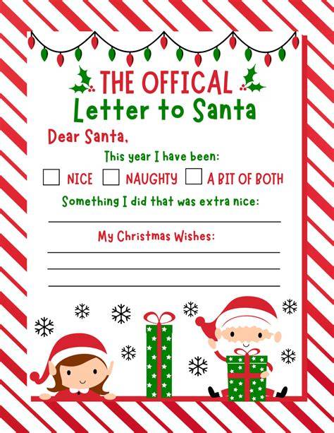 Letter To Santa Claus Template Free