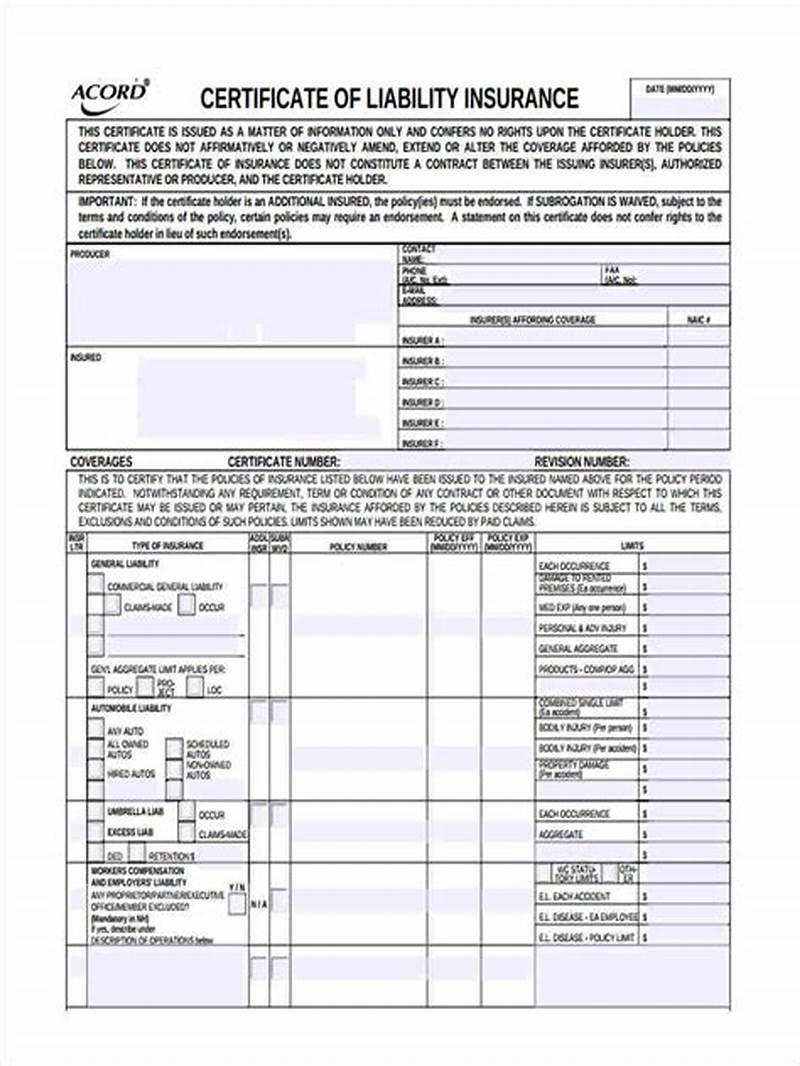 Liability Insurance Form