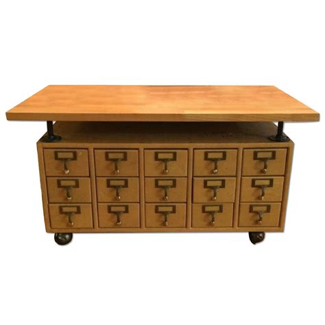 Library Card Catalog Coffee Table For Sale