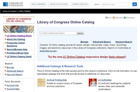 Library Of Congress Online Cataloging