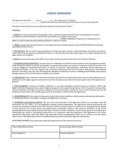 Licence Agreement Template