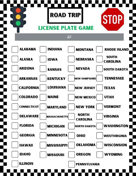 License Plate Game Printable