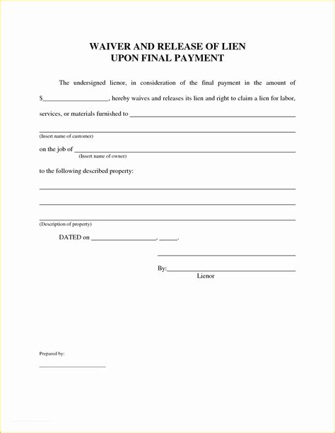 Lien Waiver Template