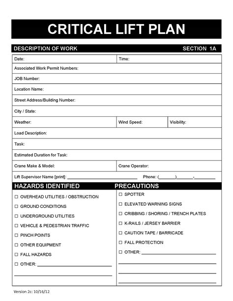 Lifting Plan Template