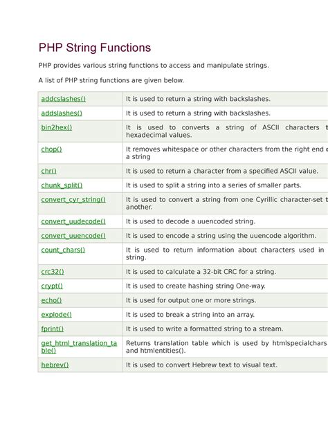 List of Big-O for PHP functions