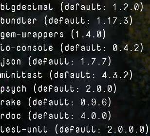 List of installed gems