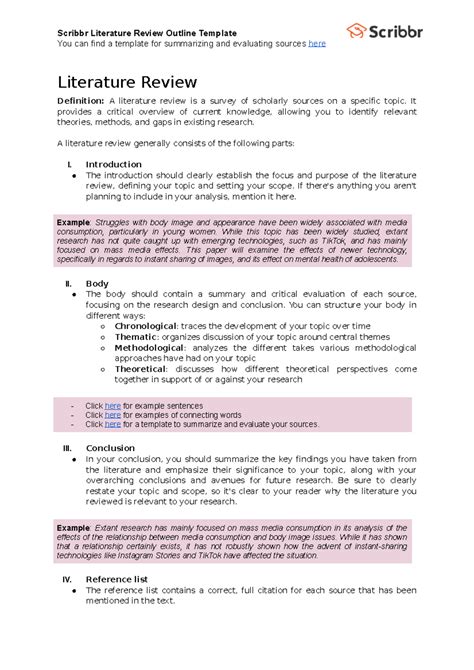 Lit Review Outline Template