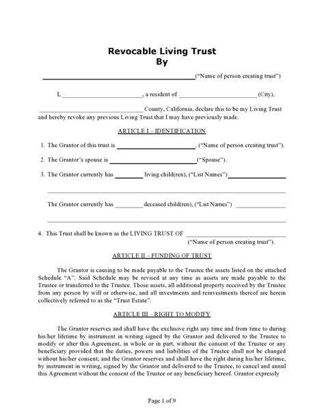 Living Trust Template