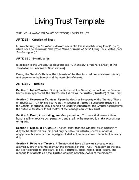 Living Trust Template Free