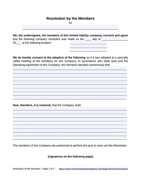 Llc Resolution Template