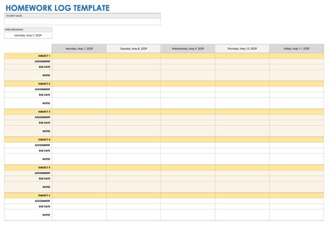 Log Spreadsheet Template