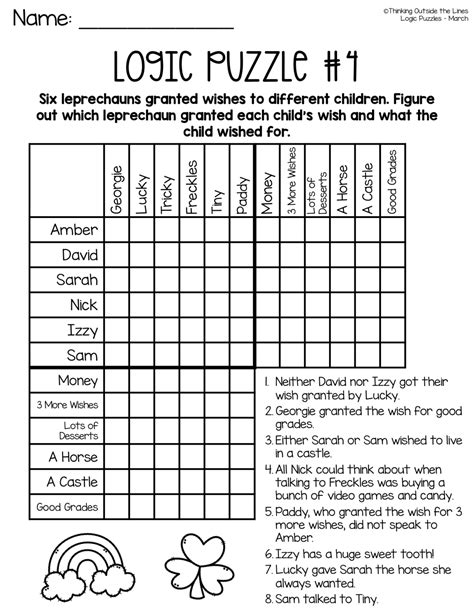 Logic Puzzles Free Printable