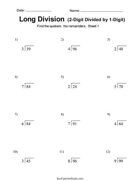 Long Division Free Printable Worksheets