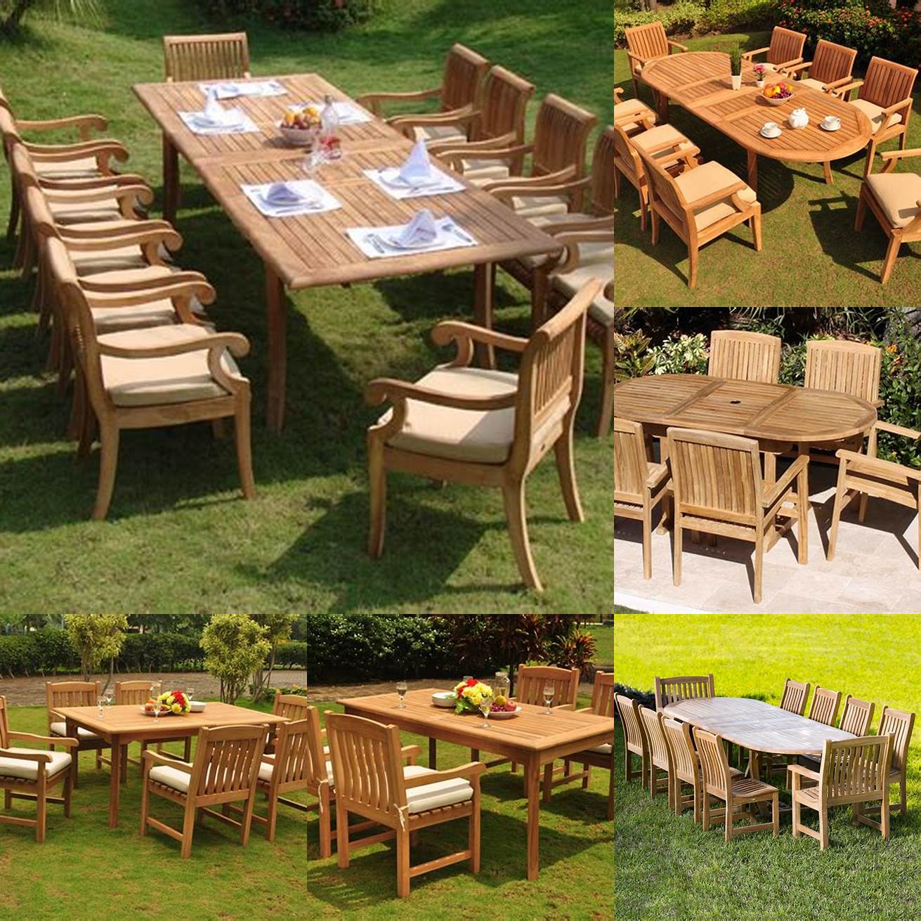 Look for sets made from high-grade teak wood