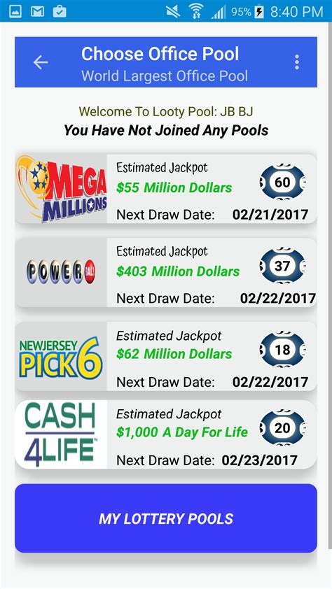 Lotto app pool money