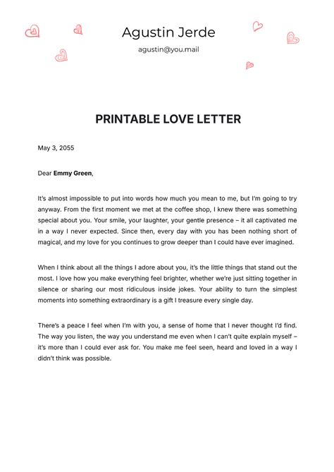 Love Letter Word Template