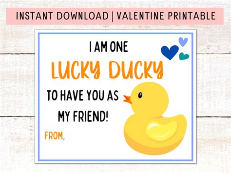 Lucky Duck Valentine Printable
