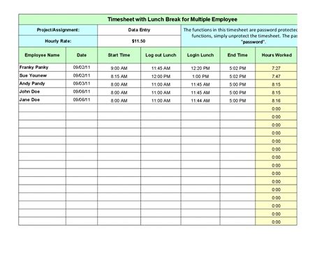 Lunch Break Schedule Template