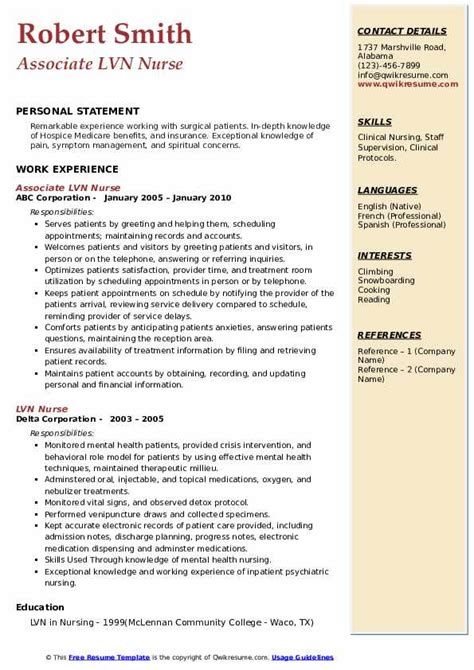 Lvn Resume Template