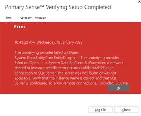 MSSQL Error The underlying provider failed on Open