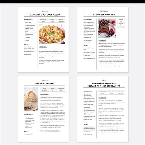 Mac Pages Recipe Template