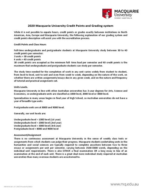 Macquarie University Course Catalog