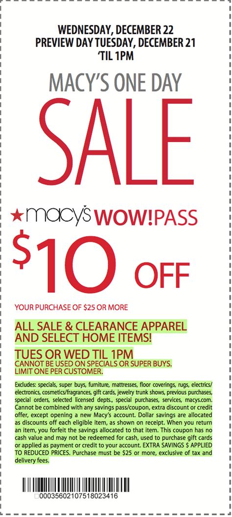 Macys 10 Coupon Printable