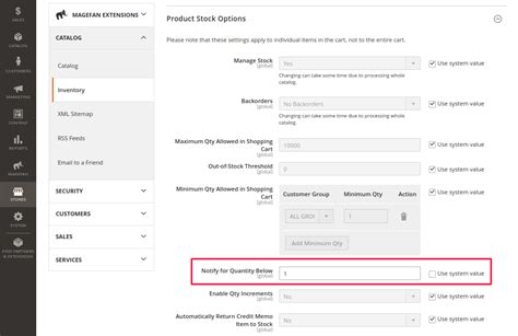Magento 2 Catalog Inventory Notfiy For Quantity Below