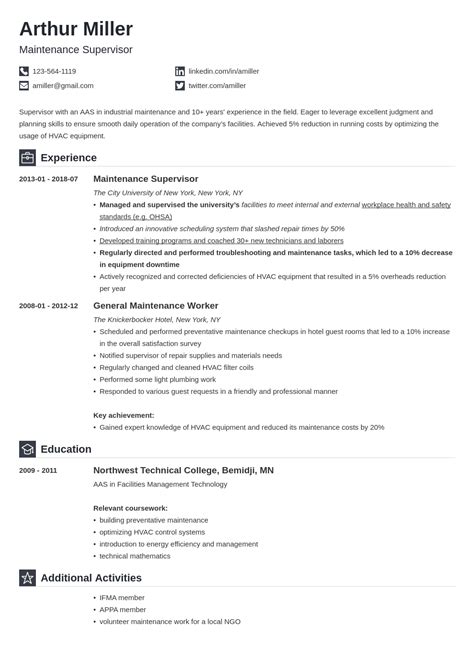 Maintenance Resume Template