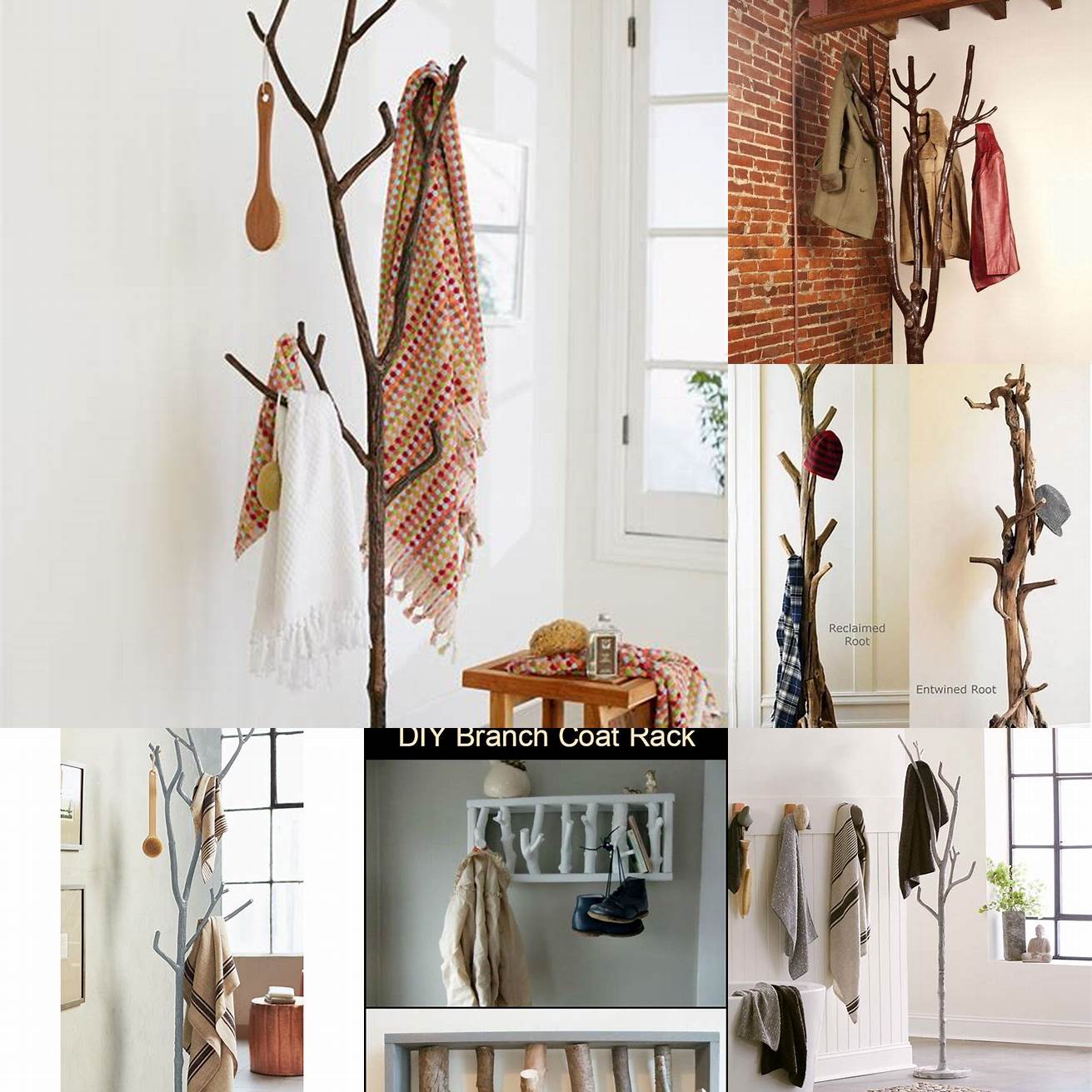 Make a branch coat rack Use fallen branches to create a rustic and functional coat rack for your entryway