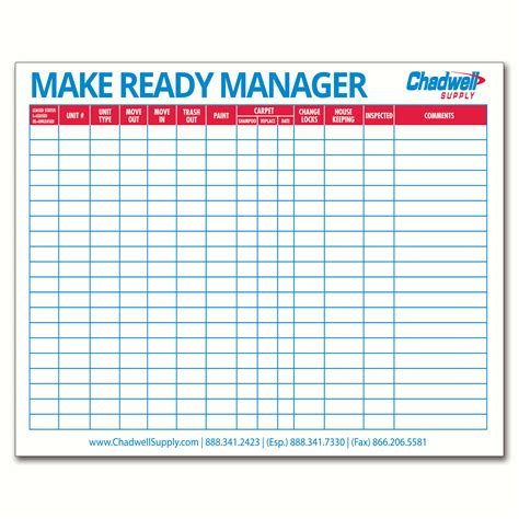Make Ready Board Template