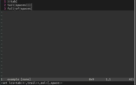 Make Vim show ALL white spaces as a character