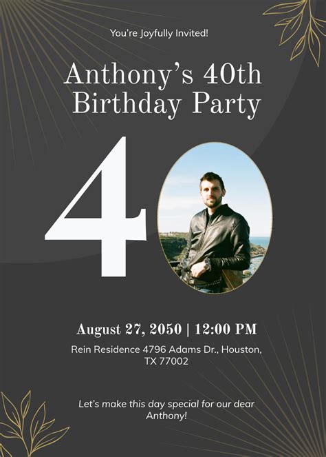 Male Birthday Invitation Templates