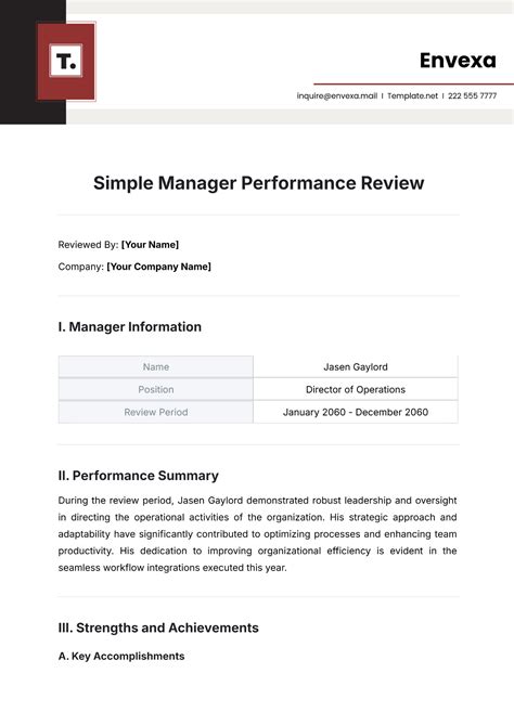 Manager Performance Review Template