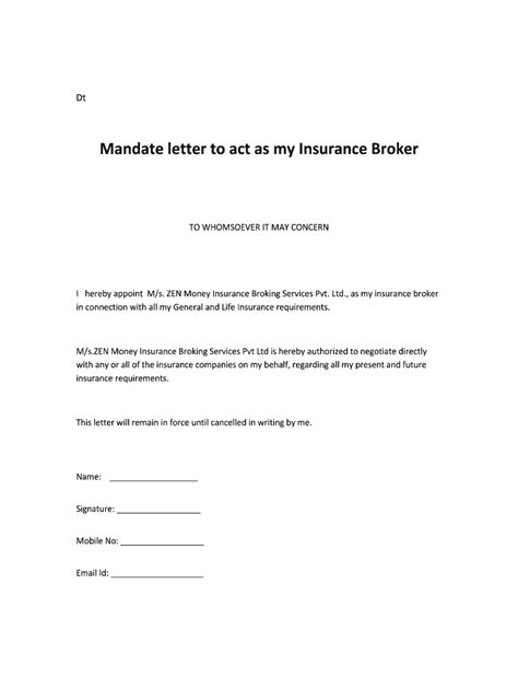 Mandate Letter Template