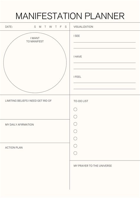 Manifestation Journal Template