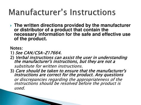 Manufacturer's Instructions